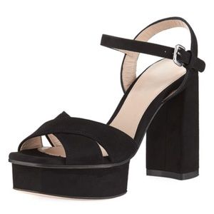 NWT Stuart Weitzman Black Suede Platform Heels